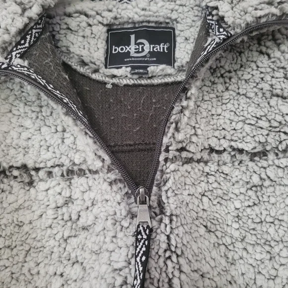Boxercraft Sherpa Warm Cozy Grey Quarter Zip Pullover Sweatshirt Womens Size XS - Picture 4 of 11